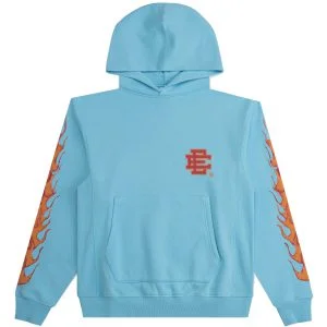 Eric Emanuel Light Blue EE Flames Basic Hoodie