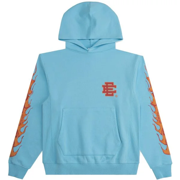 Eric Emanuel Light Blue EE Flames Basic Hoodie
