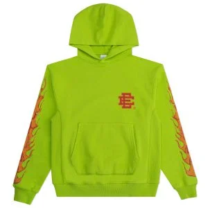 Eric Emanuel Lime Green EE Flames Basic Hoodie