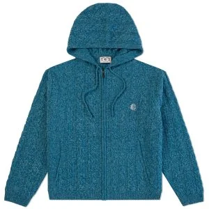 Eric Emanuel Blue EE Cable Knit Zip-Up