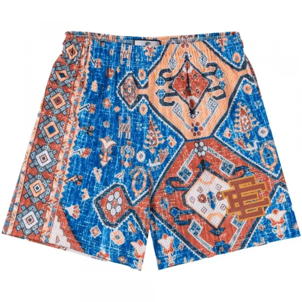 EE Basic Rug Print Short White/Blue/Tan